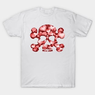 Heart filled Skull and crossbones T-Shirt